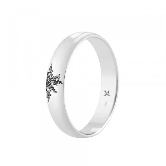 Alianza Oro Blanco 4mm y 1 Eguzkilore Personalizable