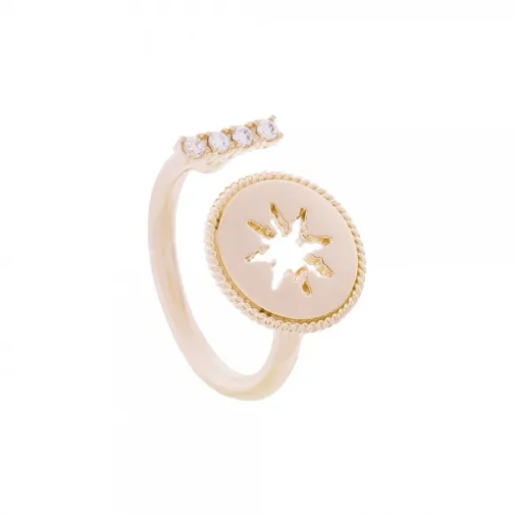 Anillo B2 Plata Dorada y Circonitas