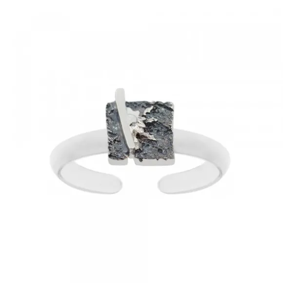 Anillo Cuadrado Flysch Plata