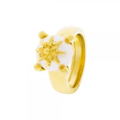 Anillo Eguzkilore Plata Dorada con Perla