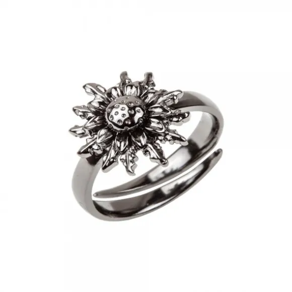 Anillo Eguzkilore Plata Negra Ajustable