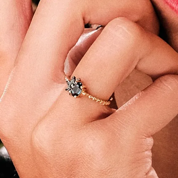 Anillo Ghor Plata Dorada y Zafiro