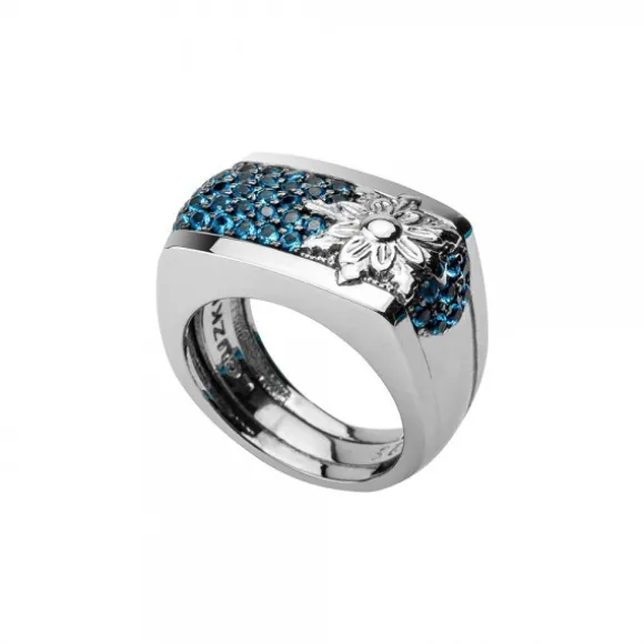 Anillo London Plata y Circonitas Azules Talla 15