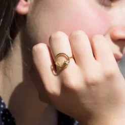 Anillo Luna Llena Plata Dorada para Mujer