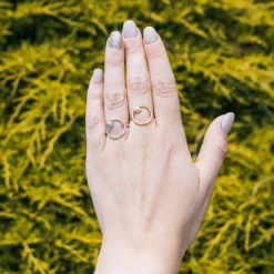 Anillo Luna Llena Plata Dorada para Mujer