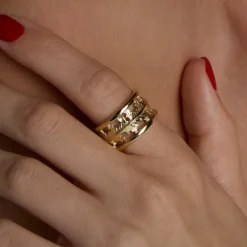 Anillo Mari Plata Dorada Ajustable