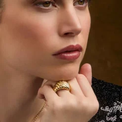 Anillo Mask de Plata Dorada