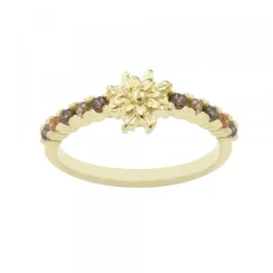 Anillo Muka Plata Dorada y Circonitas Marrones