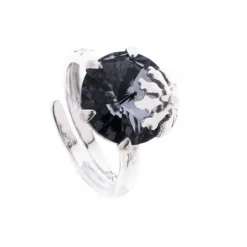 Anillo Queen 3 Plata y Cristal Cobalto