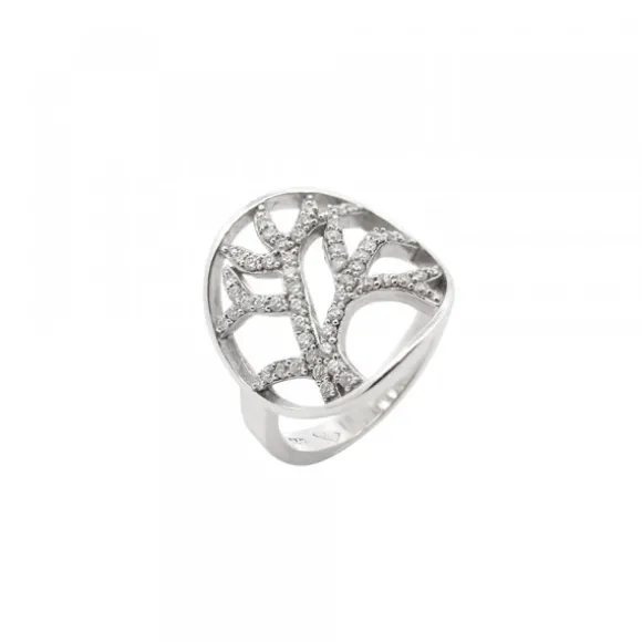 Anillo Ramas Plata y Circonitas