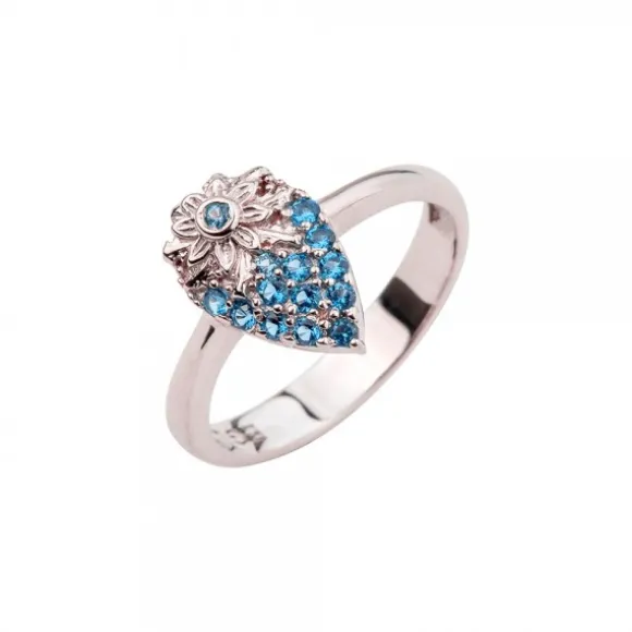 Anillo Tanta Plata y Circonitas Azules