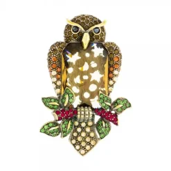 Broche Búho Plata con Cristales