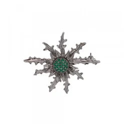 Broche Eguzkilore Plata con Circonitas Verdes 38mm