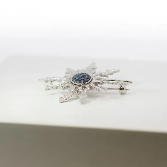 Broche Eguzkilore Plata con Circonitas Azules 38mm