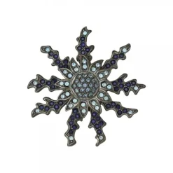 Broche Eguzkilore Plata y Cristales Azules