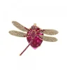 Broche Libélula Plata Dorada y Cristal Burdeos