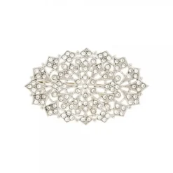 Broche Oval Plata y Cristales Blancos