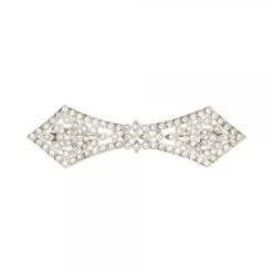 Broche Pajarita Plata y Cristales Blancos