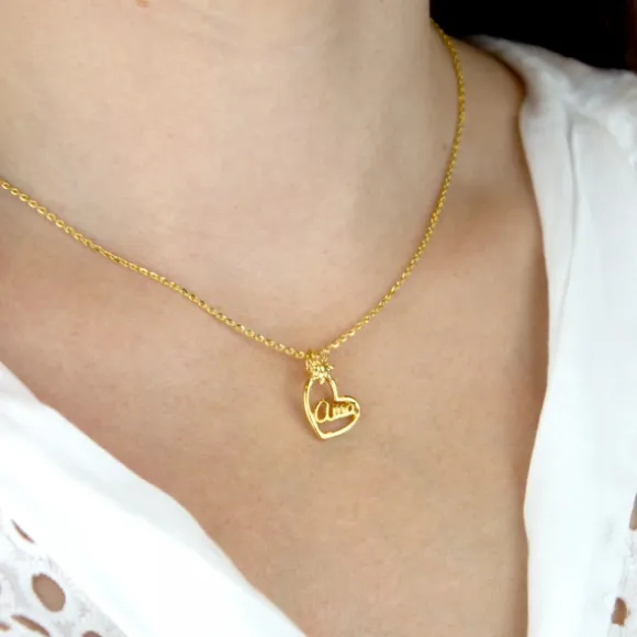 Colgante Ama Bihotza Plata Dorada