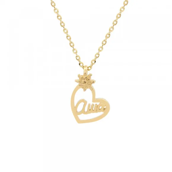 Colgante Ama Bihotza Plata Dorada