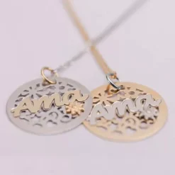 Colgante Ama Calado Plata Dorada Bicolor