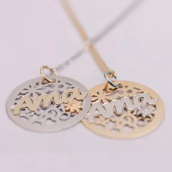 Colgante Ama Calado Plata Dorada Bicolor