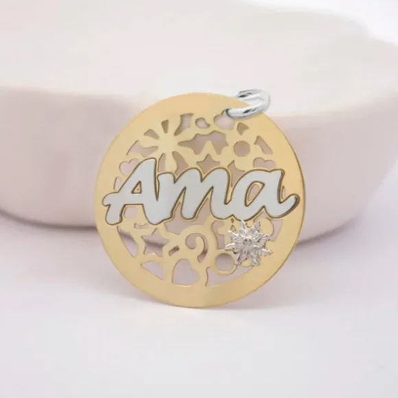 Colgante Ama Calado Plata Dorada Bicolor