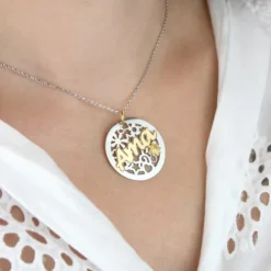 Colgante Ama Calado Plata Bicolor