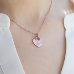 Colgante Ama Corazón Plata Rosa