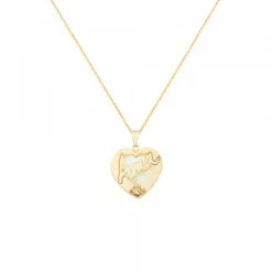 Colgante Ama Corazón Plata Dorada y Nácar