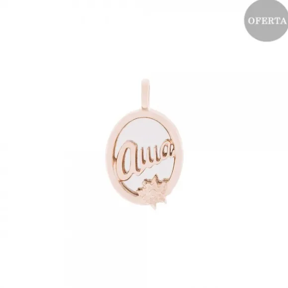 Colgante Ama Oval Plata Rosa