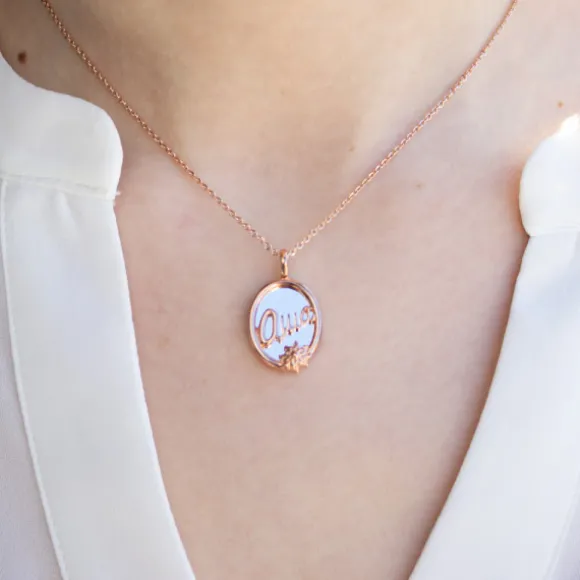 Colgante Ama Oval Plata Rosa