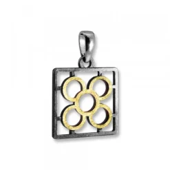 Colgante Baldosa Silueta de Plata con Lámina de Oro