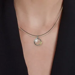 Colgante Bihotzak Plata y Lámina Oro con Cable