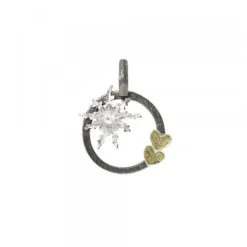 Colgante Bihotzak Plata y Lámina Oro con Cable