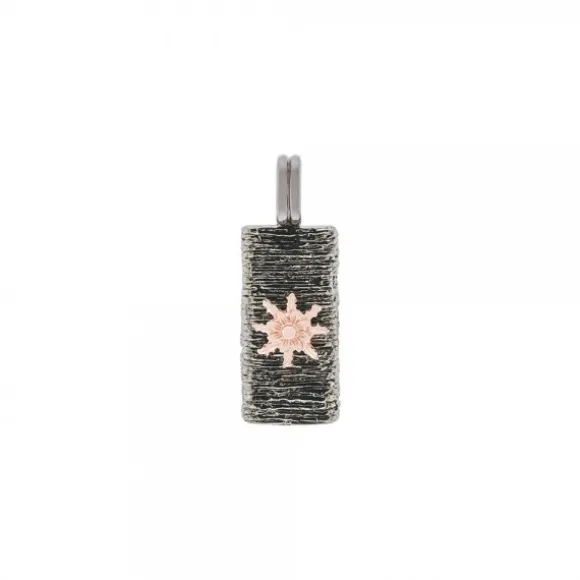 Colgante Caballero de Plata Negra y Rosa