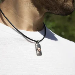 Colgante Caballero de Plata Negra y Rosa