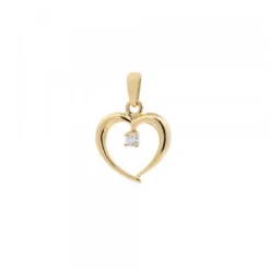 Colgante Corazón Calado Oro y Brillante 14mm