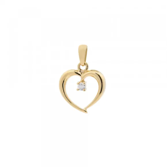 Colgante Corazón Calado Oro y Brillante 14mm