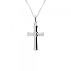 Colgante Cruz Lámina Plata 20mm