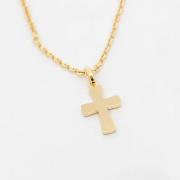Colgante Cruz Plata Dorada 14mm