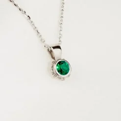 Colgante Distira Plata y Cristal Verde