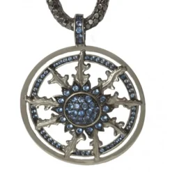 Colgante Doble Cerco Plata y Circonitas Azules