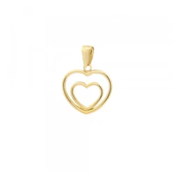 Colgante Doble Corazón Calado Oro 13mm