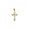 Colgante Doble Cruz Cristo Oro Bicolor