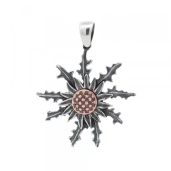 Colgante Eguzkilore 37mm Plata Envejecida y Circonitas Marrones