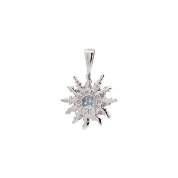 Colgante Eguzkilore Oro Blanco y Zafiros 14mm