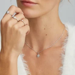 Colgante Eguzkilore Oro Blanco y Brillante 12mm