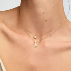 Colgante Eguzkilore Oro Bicolor y Brillante 9,5mm