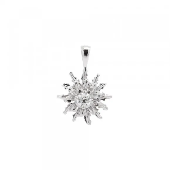 Colgante Eguzkilore Oro Blanco y Brillante 14mm